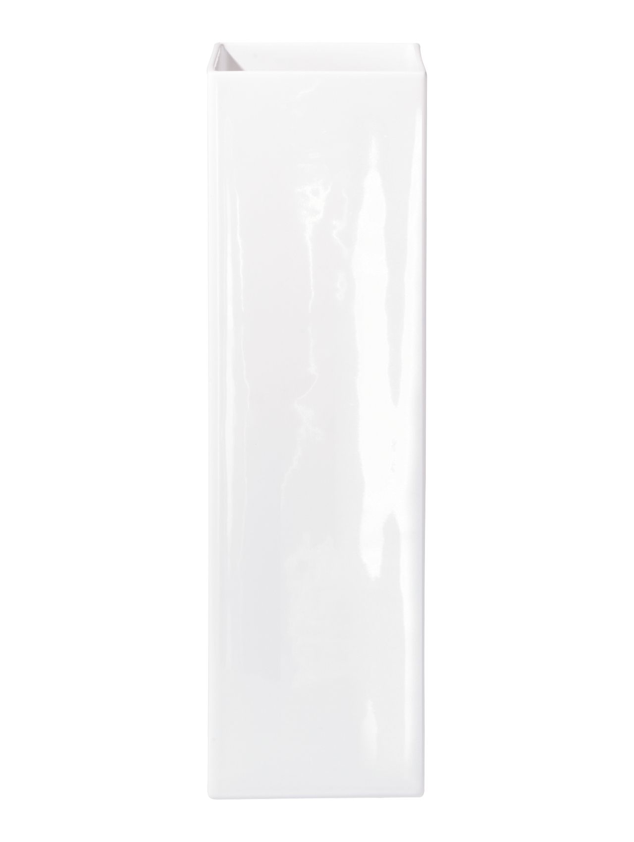 Vase 25cm quadratisch weiß glänzend
